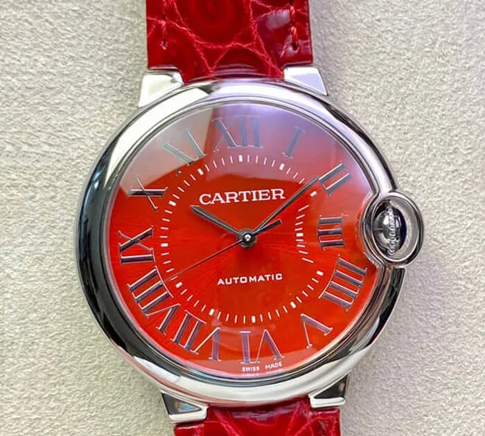 Ballon Bleu De Cartier 36MM 3K Factory 1:1 Best Edition Replica Watch Red Strap