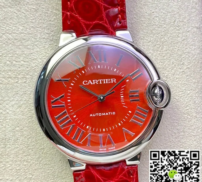 Ballon Bleu De Cartier 36MM 3K Factory 1:1 Best Edition Replica Watch Red Strap