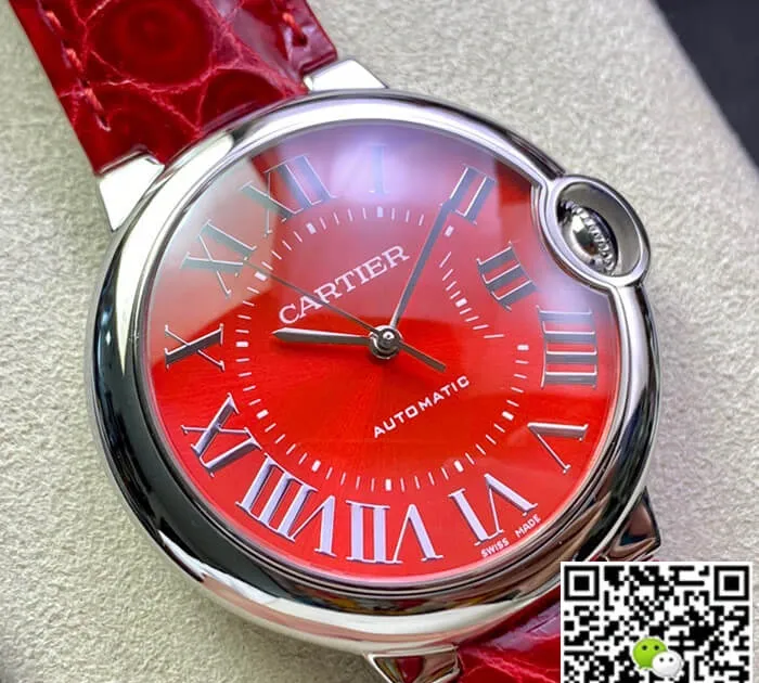 Ballon Bleu De Cartier 36MM 3K Factory 1:1 Best Edition Replica Watch Red Strap