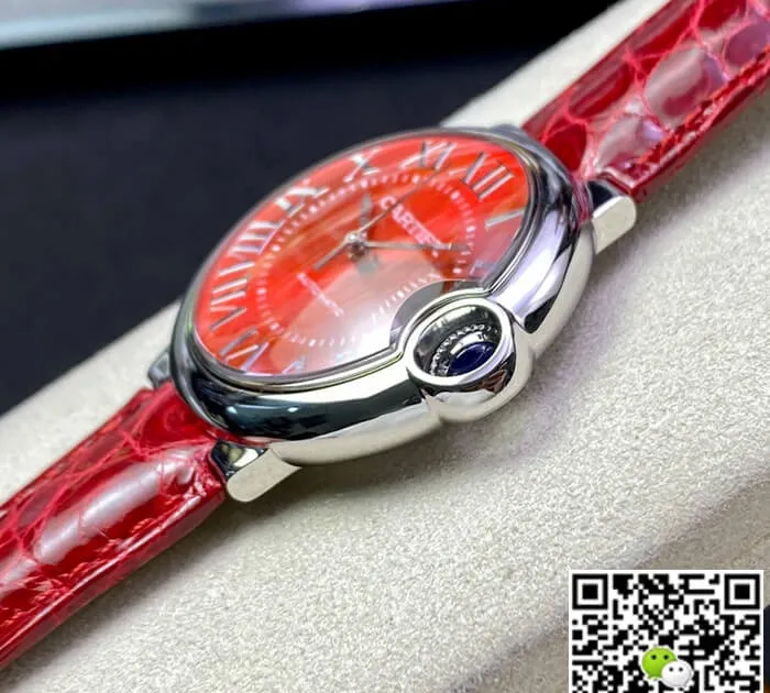 Ballon Bleu De Cartier 36MM 3K Factory 1:1 Best Edition Replica Watch Red Strap