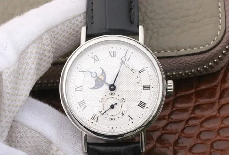 Breguet Classique Moonphase 4396 1:1 Best Edition Replica Watch Black Strap
