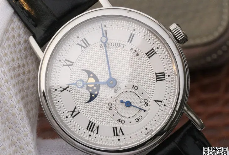 Breguet Classique Moonphase 4396 1:1 Best Edition Replica Watch Black Strap