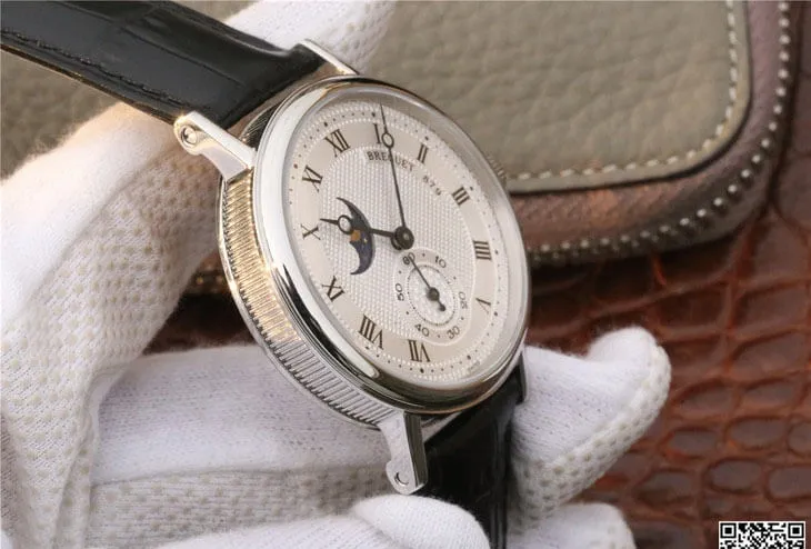 Breguet Classique Moonphase 4396 1:1 Best Edition Replica Watch Black Strap