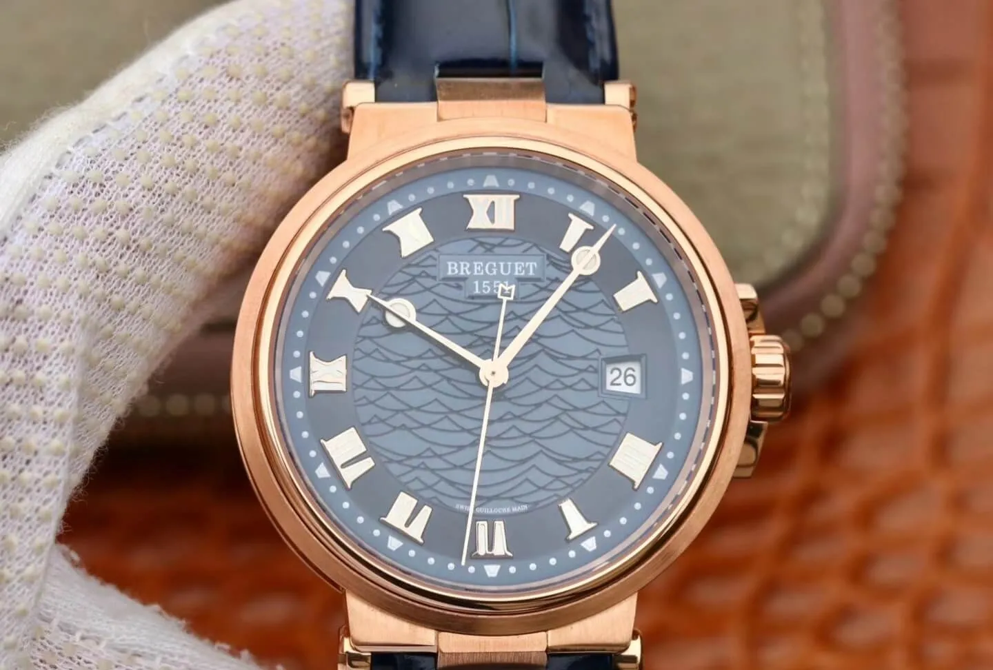 Breguet Marine 5517 V9 Factory 1:1 Best Edition Replica Watch Blue Strap