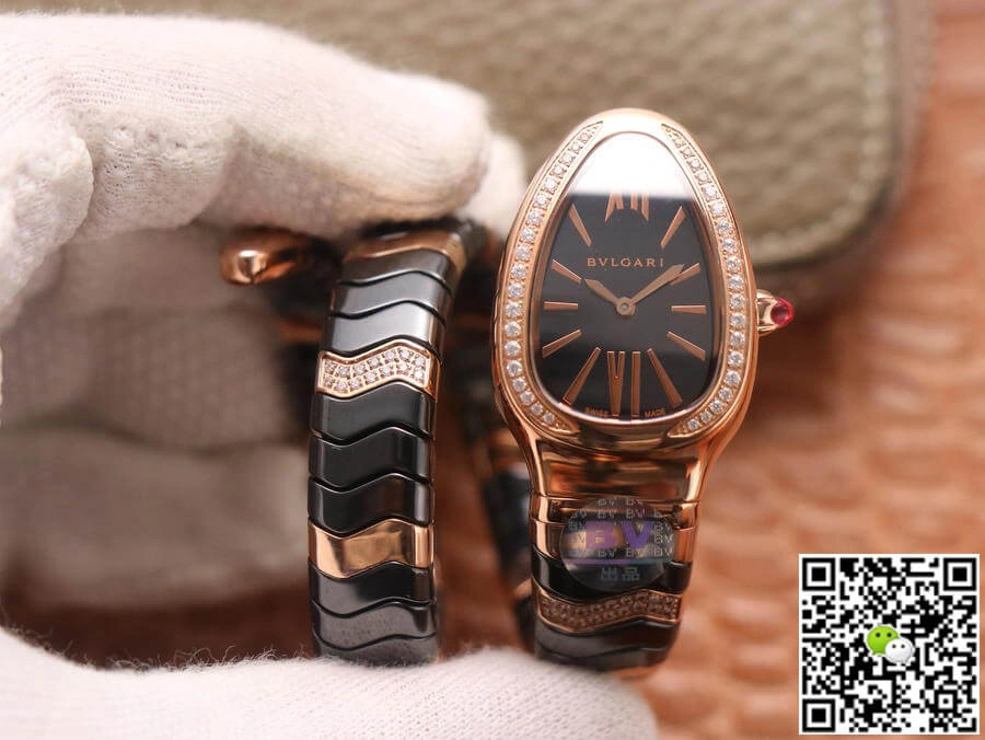 Bvlgari Serpenti BV Factory 1:1 Best Edition Replica Watch Gold Diamond Bezel
