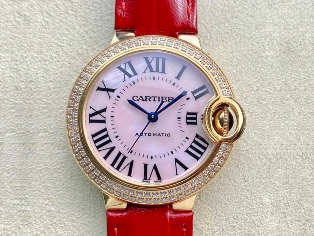 Ballon Bleu De Cartier 33MM WJBB0033 3K Factory 1:1 Best Edition Replica Watch Diamond-Set Bezel