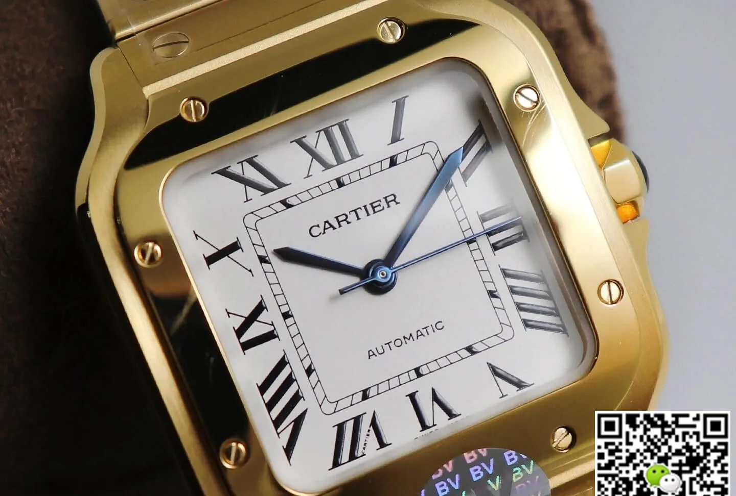Cartier De Santos W20112Y1 BV Factory 1:1 Best Edition Replica Watch Gold Strap