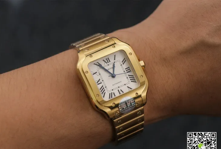 Cartier De Santos WSSA0010 BV Factory 1:1 Best Edition Replica Watch Gold Strap