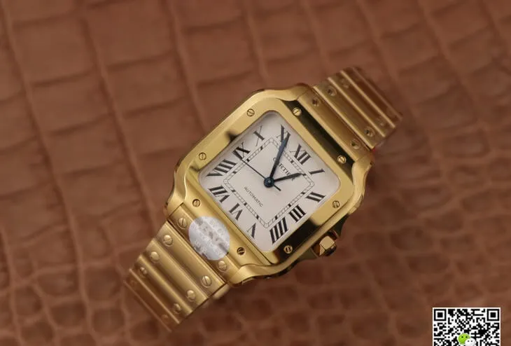 Cartier De Santos WSSA0010 BV Factory 1:1 Best Edition Replica Watch Gold Strap
