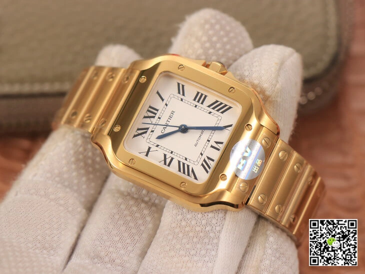 Cartier De Santos WSSA0010 BV Factory 1:1 Best Edition Replica Watch Gold Strap