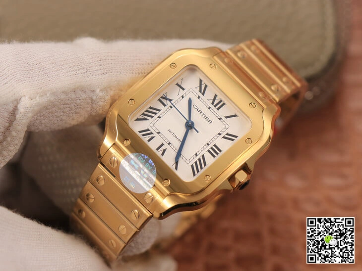 Cartier De Santos WSSA0010 BV Factory 1:1 Best Edition Replica Watch Gold Strap