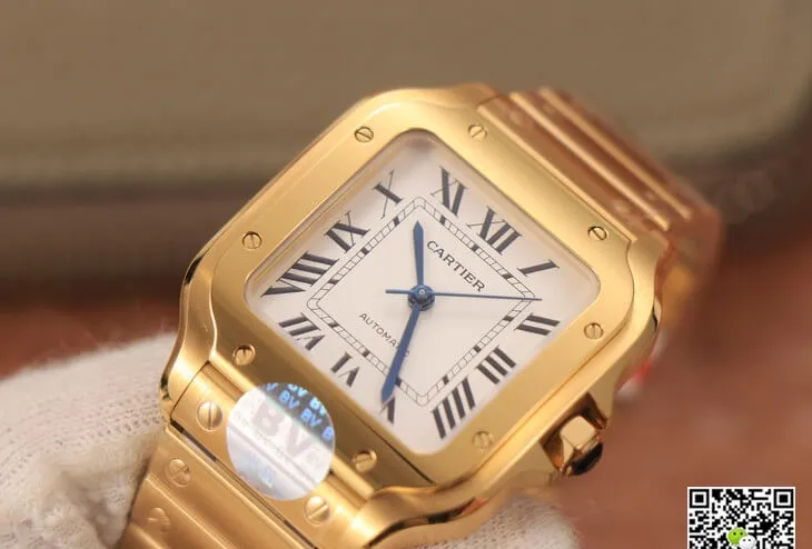 Cartier De Santos WSSA0010 BV Factory 1:1 Best Edition Replica Watch Gold Strap