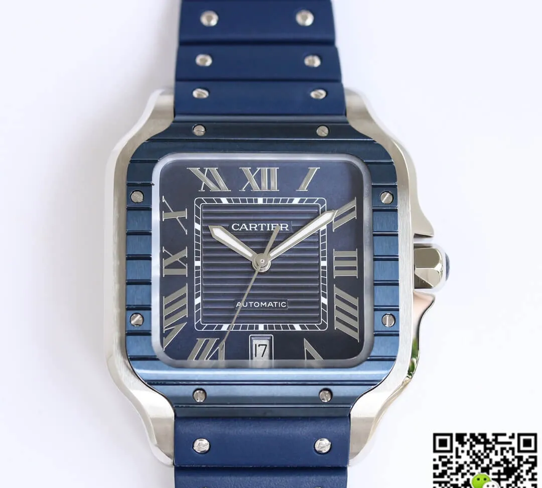 Cartier Santos GF Factory 1:1 Best Edition Replica Watch Blue Strap