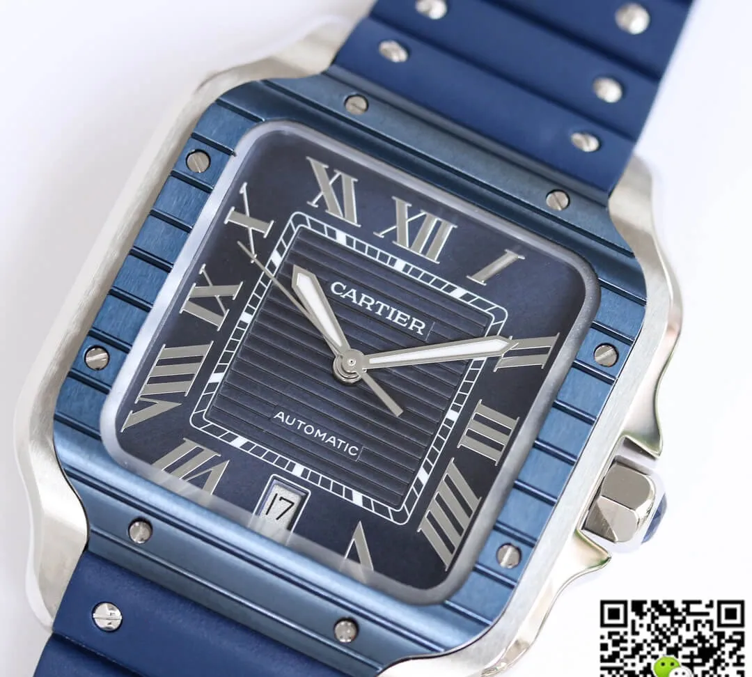 Cartier Santos GF Factory 1:1 Best Edition Replica Watch Blue Strap