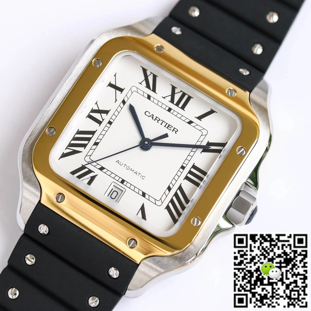 Cartier Santos W2SA0009 GF Factory 1:1 Best Edition Replica Watch V2 Rubber Strap
