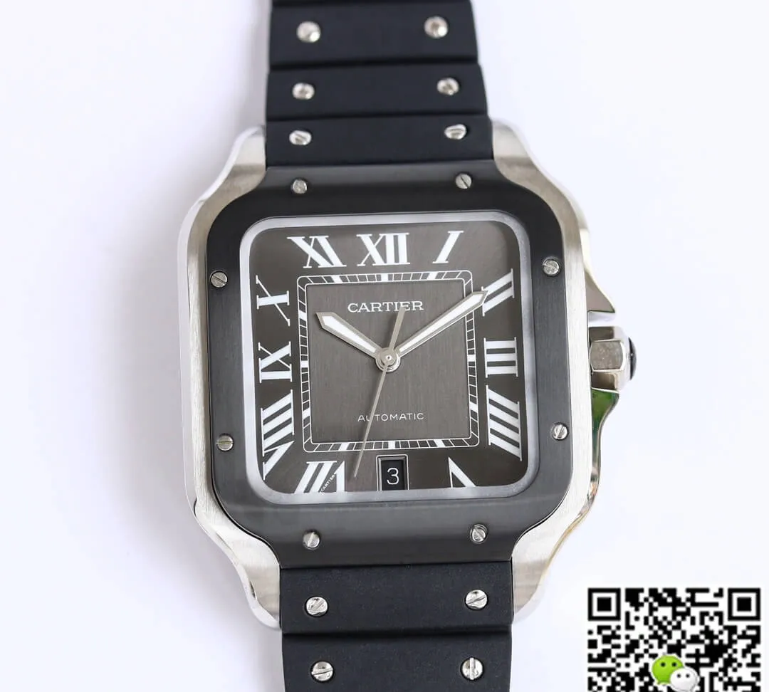 Cartier Santos WSSA0037 GF Factory 1:1 Best Edition Replica Watch V2 Black Strap