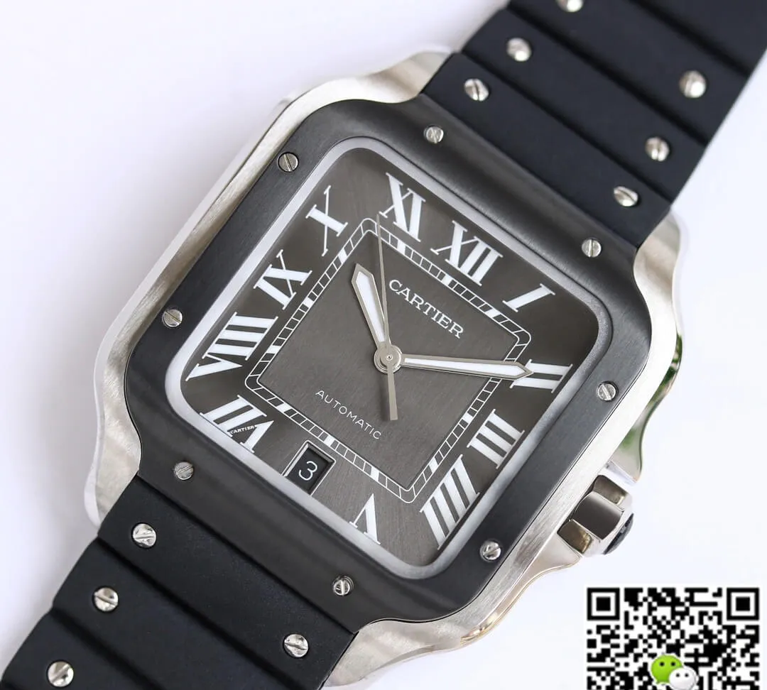 Cartier Santos WSSA0037 GF Factory 1:1 Best Edition Replica Watch V2 Black Strap