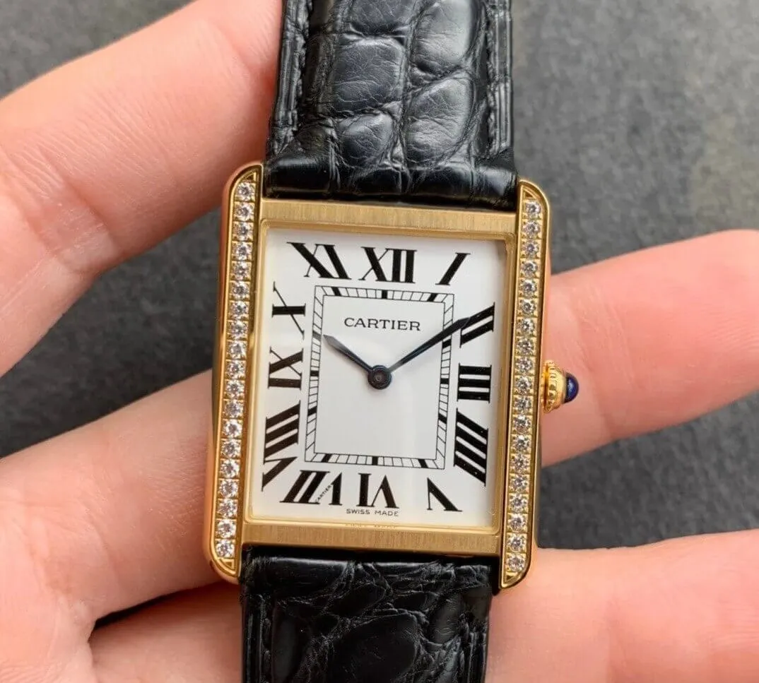 Cartier Tank K11 Factory 1:1 Best Edition Replica Watch V2 White Dial Diamond