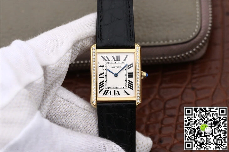 Cartier Tank Ladies K11 Factory 1:1 Best Edition Replica Watch Black Strap