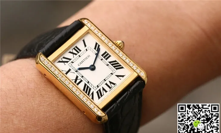 Cartier Tank Ladies K11 Factory 1:1 Best Edition Replica Watch Black Strap