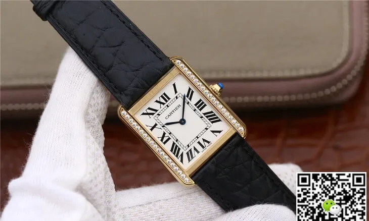 Cartier Tank Ladies K11 Factory 1:1 Best Edition Replica Watch Black Strap