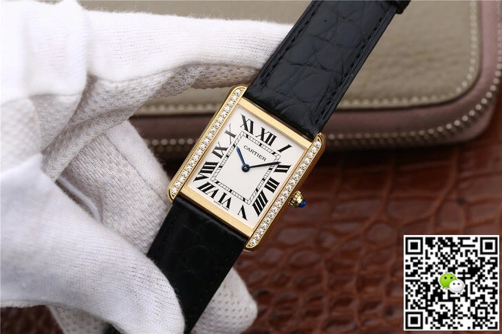 Cartier Tank Ladies K11 Factory 1:1 Best Edition Replica Watch Black Strap