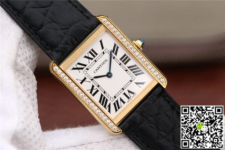 Cartier Tank Ladies K11 Factory 1:1 Best Edition Replica Watch Black Strap