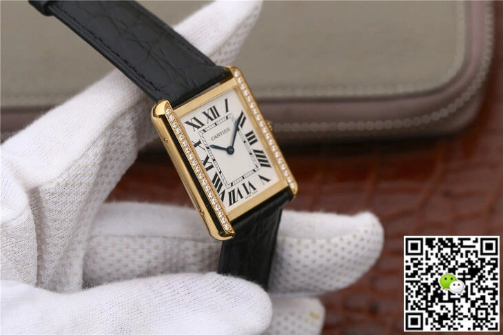 Cartier Tank Ladies K11 Factory 1:1 Best Edition Replica Watch Black Strap