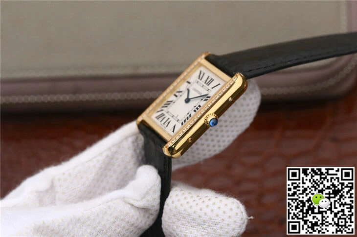 Cartier Tank Ladies K11 Factory 1:1 Best Edition Replica Watch Black Strap