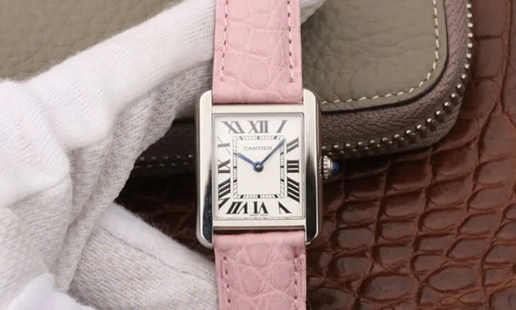 Cartier Tank Ladies K11 Factory 1:1 Best Edition Replica Watch Pink Strap