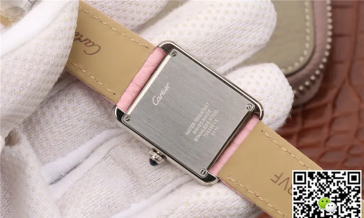 Cartier Tank Ladies K11 Factory 1:1 Best Edition Replica Watch Pink Strap