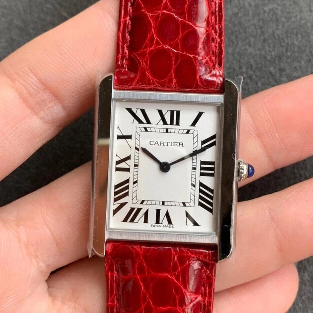 Cartier Tank W5200005 K11 Factory 1:1 Best Edition Replica Watch Red Strap