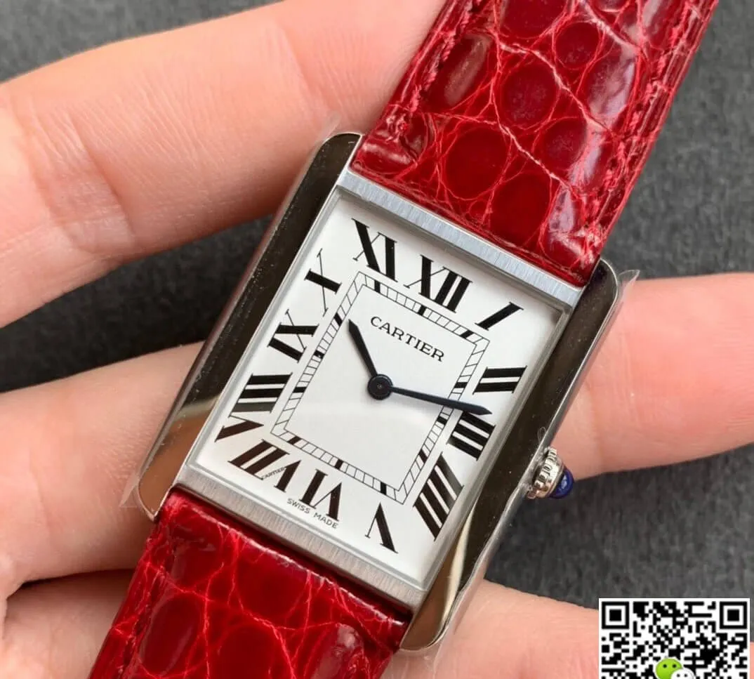 Cartier Tank W5200005 K11 Factory 1:1 Best Edition Replica Watch Red Strap