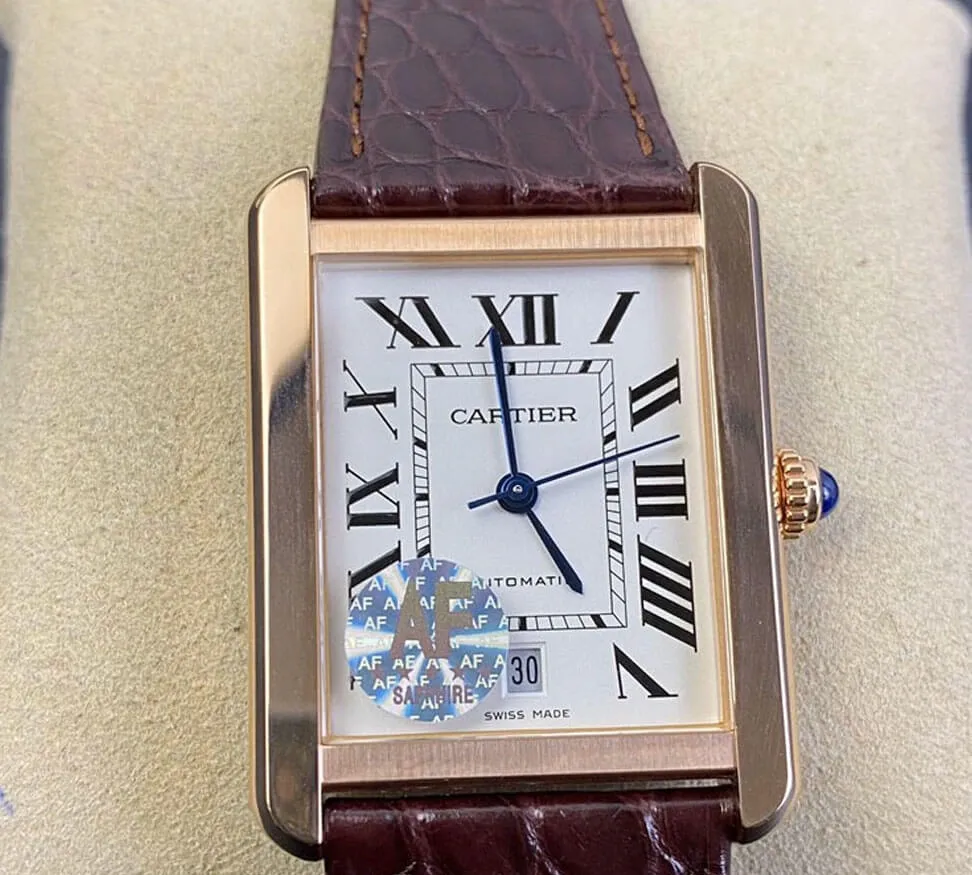 Cartier Tank W5200026 AF Factory 1:1 Best Edition Replica Watch Brown Strap