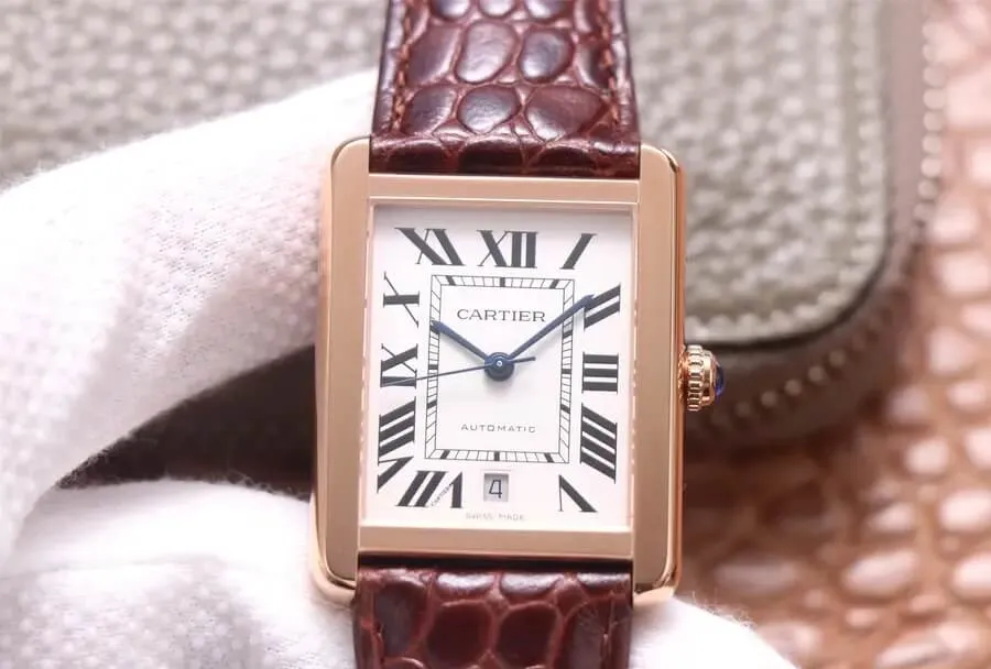 Cartier Tank W5200026 V9 Factory 1:1 Best Edition Replica Watch Leather Strap