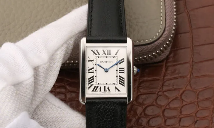 Cartier Tank WSTA0028 K11 Factory 1:1 Best Edition Replica Watch Black Strap