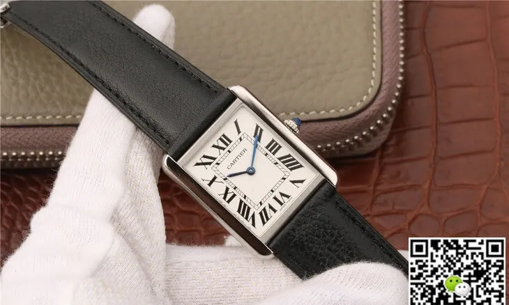 Cartier Tank WSTA0028 K11 Factory 1:1 Best Edition Replica Watch Black Strap