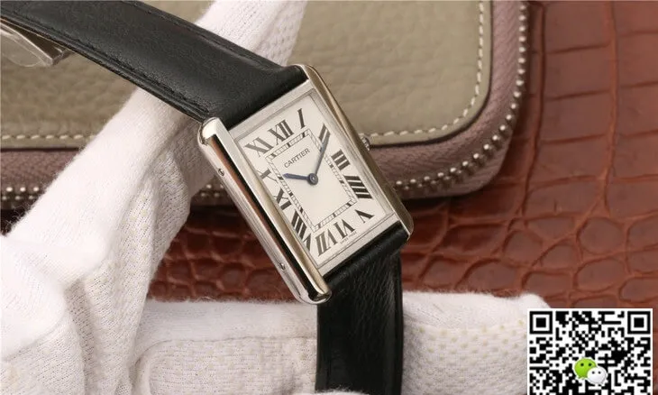 Cartier Tank WSTA0028 K11 Factory 1:1 Best Edition Replica Watch Black Strap