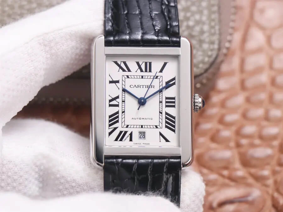 Cartier Tank WSTA0029 V9 Factory 1:1 Best Edition Replica Watch Black Strap
