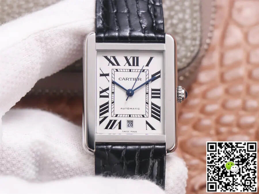 Cartier Tank WSTA0029 V9 Factory 1:1 Best Edition Replica Watch Black Strap