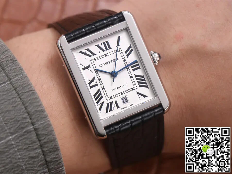 Cartier Tank WSTA0029 V9 Factory 1:1 Best Edition Replica Watch Black Strap