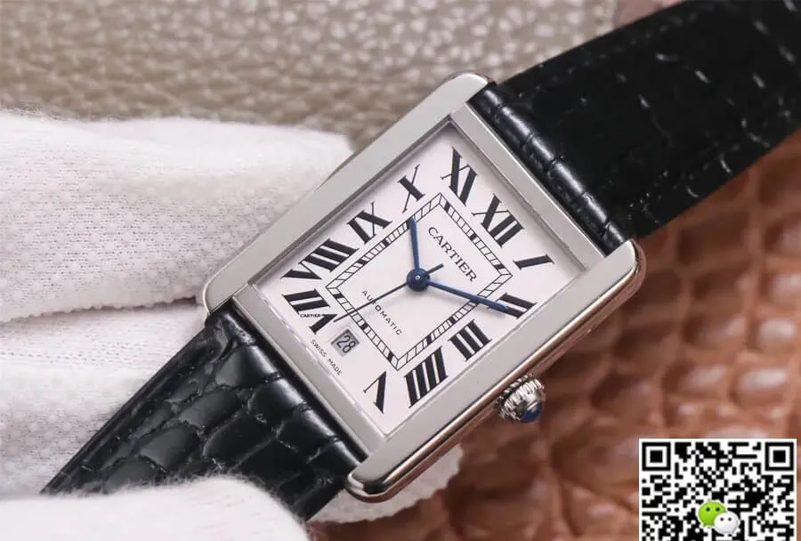 Cartier Tank WSTA0029 V9 Factory 1:1 Best Edition Replica Watch Black Strap