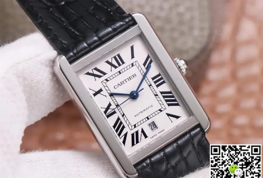 Cartier Tank WSTA0029 V9 Factory 1:1 Best Edition Replica Watch Black Strap