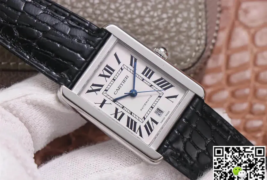 Cartier Tank WSTA0029 V9 Factory 1:1 Best Edition Replica Watch Black Strap
