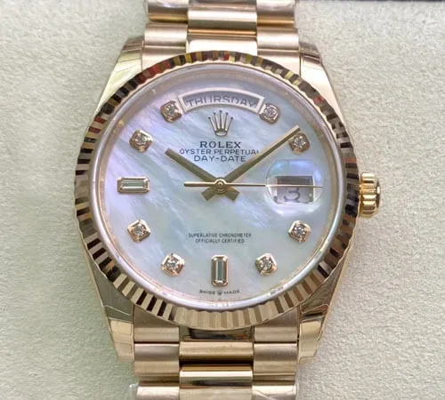 Rolex Day Date M128235-0029 EW Factory 1:1 Best Edition Replica Watch Gold-Tone Steel Strap