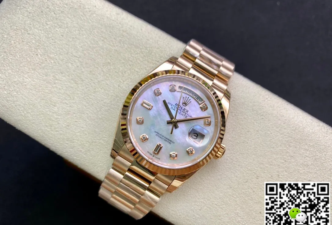 Rolex Day Date M128235-0029 EW Factory 1:1 Best Edition Replica Watch Gold-Tone Steel Strap