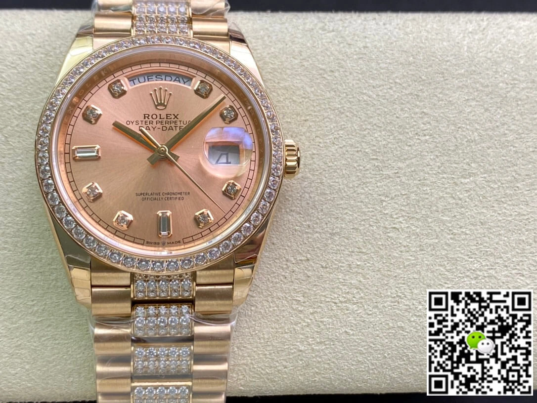 Rolex Day Date M128345RBR-0020 EW Factory 1:1 Best Edition Replica Watch Gold Diamond Bezel