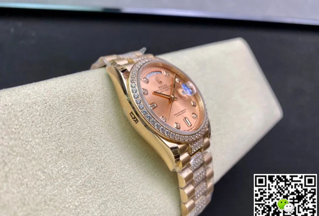 Rolex Day Date M128345RBR-0020 EW Factory 1:1 Best Edition Replica Watch Gold Diamond Bezel