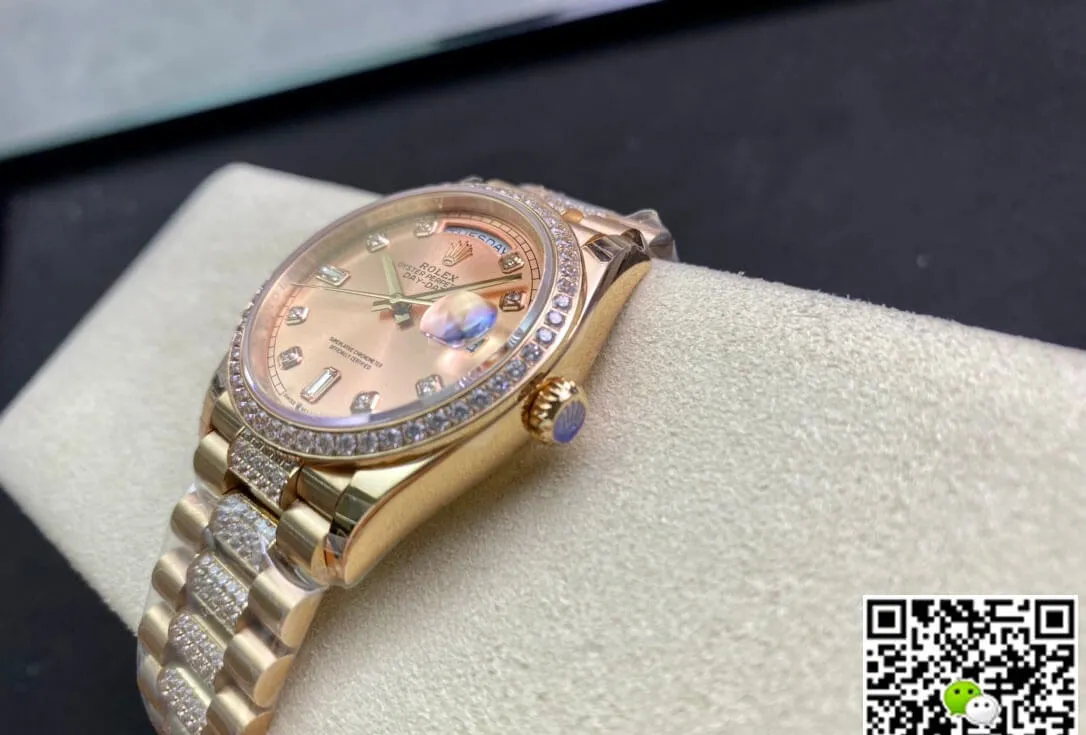 Rolex Day Date M128345RBR-0020 EW Factory 1:1 Best Edition Replica Watch Gold Diamond Bezel