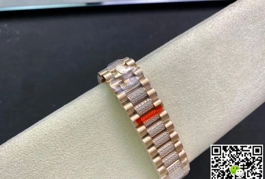 Rolex Day Date M128345RBR-0020 EW Factory 1:1 Best Edition Replica Watch Gold Diamond Bezel